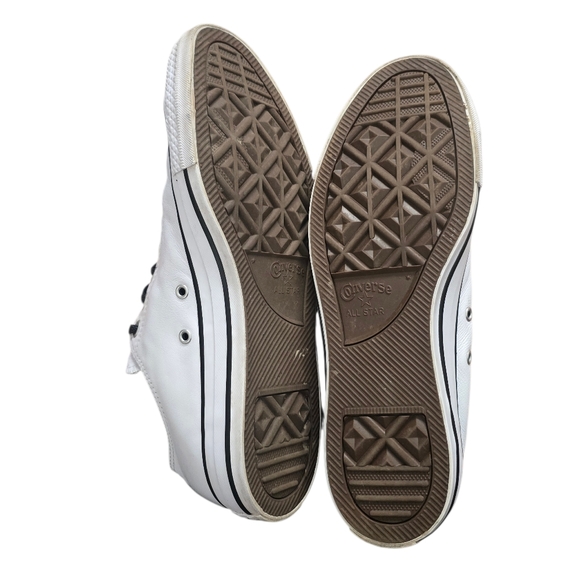 Converse White and Black Men's Sneakers Leather Size 10 - Picture 6 of 7